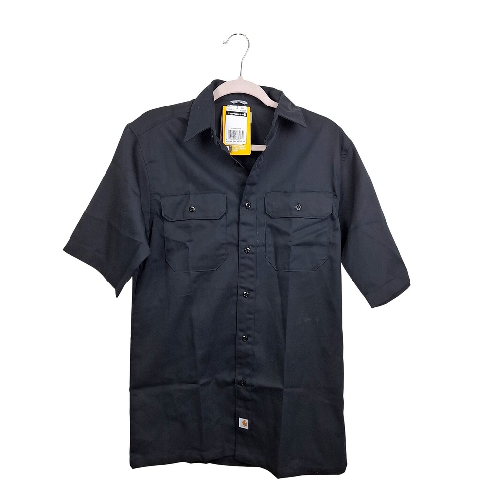 Carhartt Mens S223 Relaxed Fit Twill Short Sleeve Work Shirt Black Small NWT